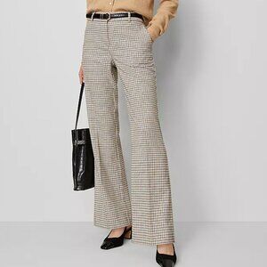 Ann Taylor cuffed tab waist trousers in houndstooth